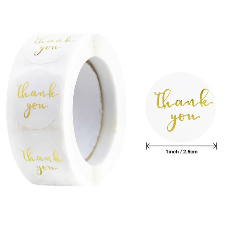 500pcs 1inch Thank You Stickers Round Seal Label Stationery Stickers Wedding Birthday Party Decoration Handmade Christmas Gifts