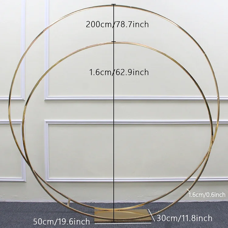 Gold-Plated Double-Ring Circle Arch Shelf White Artificial Flower Row Wedding Backdrop Deco Prop Floral Stand Party Square Frame A155 A7018