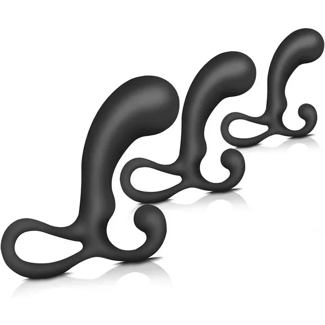 Silicone Butt Plug, Enrseto Pack of 3 Anal Plug for Comfortable Long-Term Wear, Butt Plug Trainer Kit with Butterfly Shaped Hand Design Helps Train Rectum for Beginner Men and Women