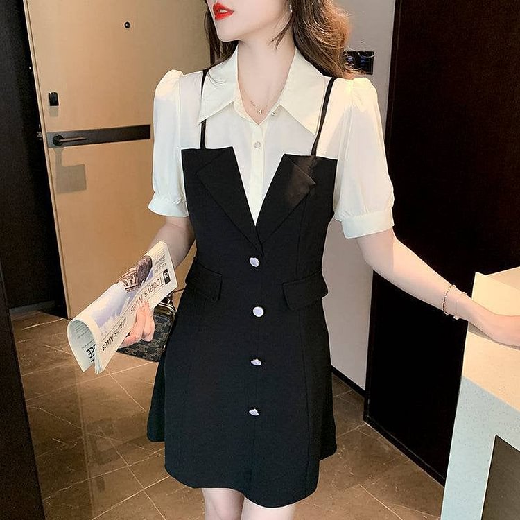 Color Block Patchwork Chiffon Dress QueenFunky