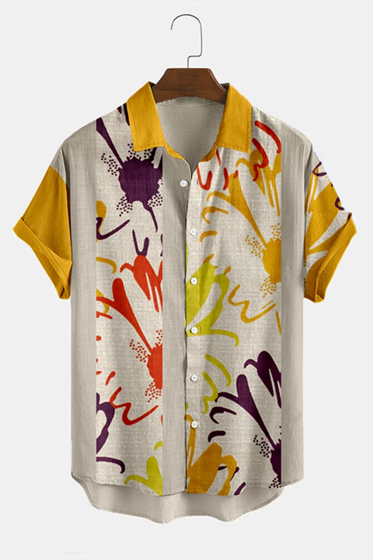 Simple Flowers Print Short Sleeve Shirt