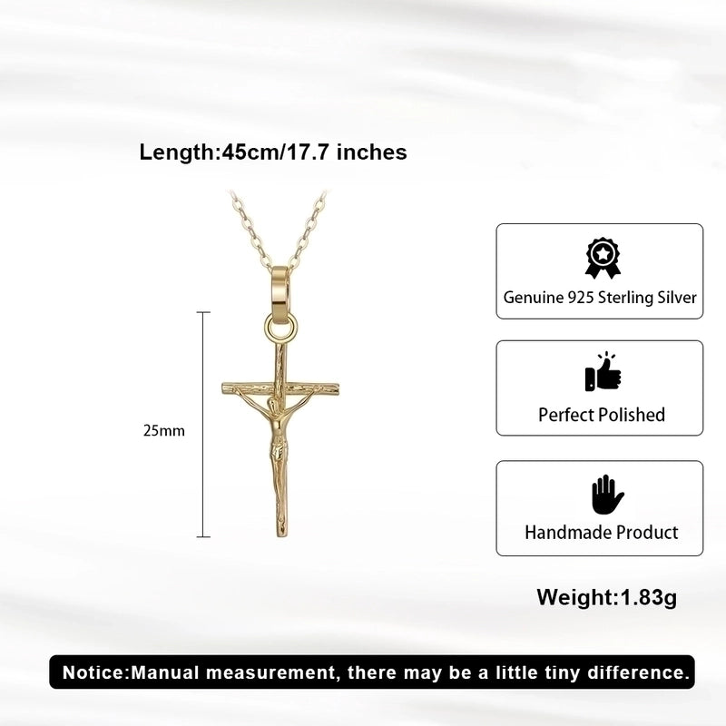 925 Sterling Silver Plated Cable Chain Plating Cross Pendant Necklace