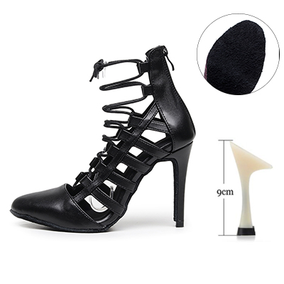 VCshoes Woman Black Dancing Shoes Girls Suede Leather Modern Jazz Practice Dance Heels Girls Summmer Stiletto Shoe 7.5cm-11cm