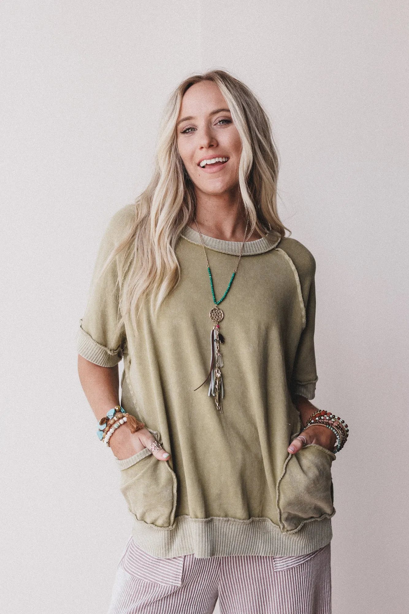 Citrus Skies Pullover Top - Olive