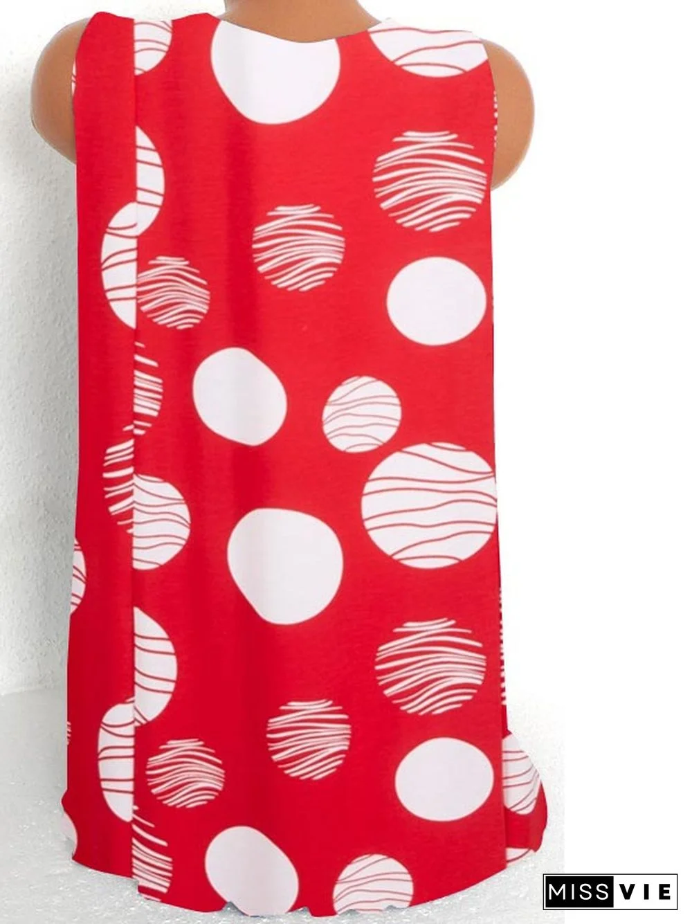 Women's Sleeveless V-neck Polka Dot Printed Top