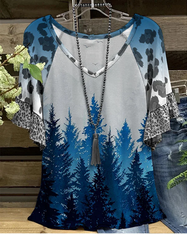Women's Travel Loose Leopard Print Top