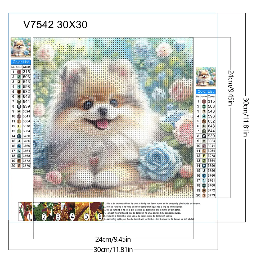 Diamond Painting - Full Round Drill - Rose Pomeranian(Canvas|30*30cm)
