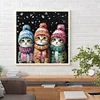 Trois Chats En Foret Rond D’Hiver Peinture Diamant-30*30CM
