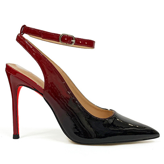 100mm Women's Red Bottoms Ankle Strap Pointed Toe Pumps Wedding Party  High Heels Shoes-MERUMOTE