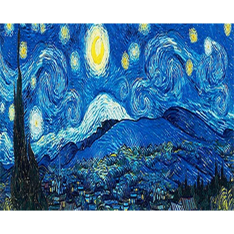 Van Gogh Moonlight Landscape (60*45CM) 11CT Stamped Cross Stitch gbfke