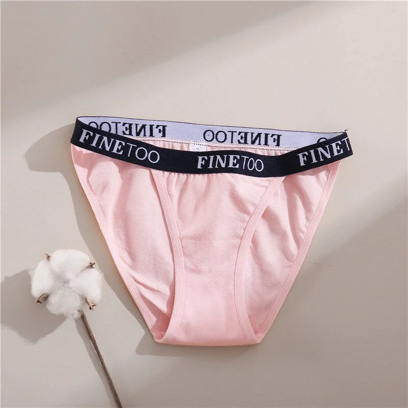 FINETOO Letter Cotton Panties Women M-XL Low-rise Underpants Ladies Briefs Soft Underwear Female Lingerie Comfortable Panty 2021