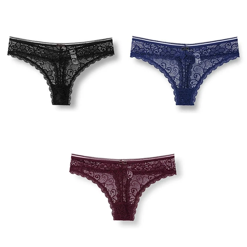 3pcs Woman Panties Sexy Lace Underwear For Women Lingerie Lady Lace T-back Female Thongs Wholesale Sexy Underpants For Women
