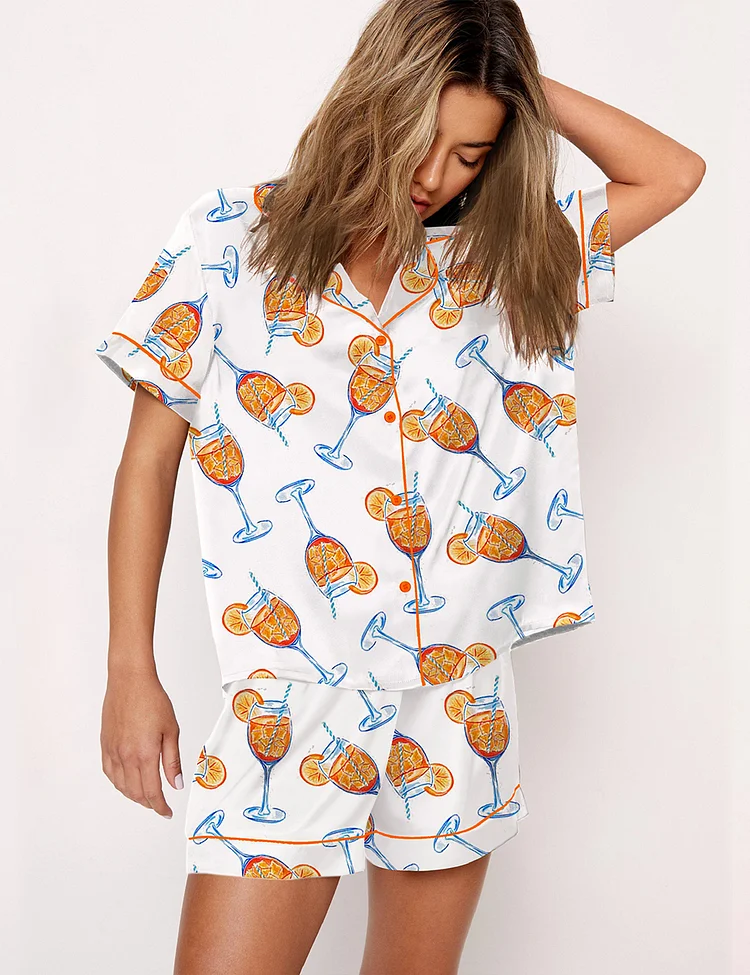 Women's Aperol Spritz Trio Watercolor Pajama Set