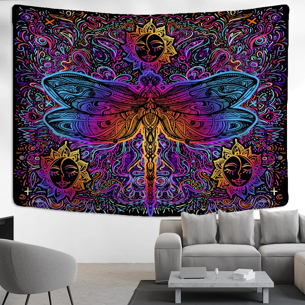 Mushroom Tapestry Wall Hanging Indian Mandala Bohemian Style Psychedelic Hippie Night Moon Witchcraft Home Decor