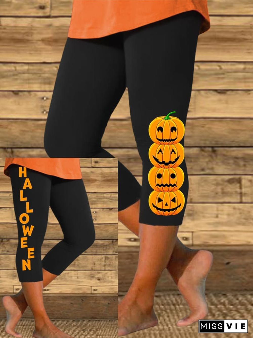 Women's Halloween Pumpkin Print Casual Leggings
