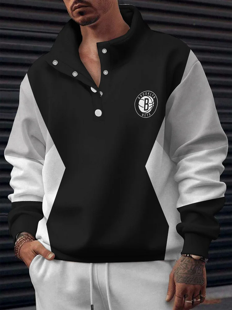 Brooklyn Nets 2025 New Design Casual Snap Mockneck Pullover