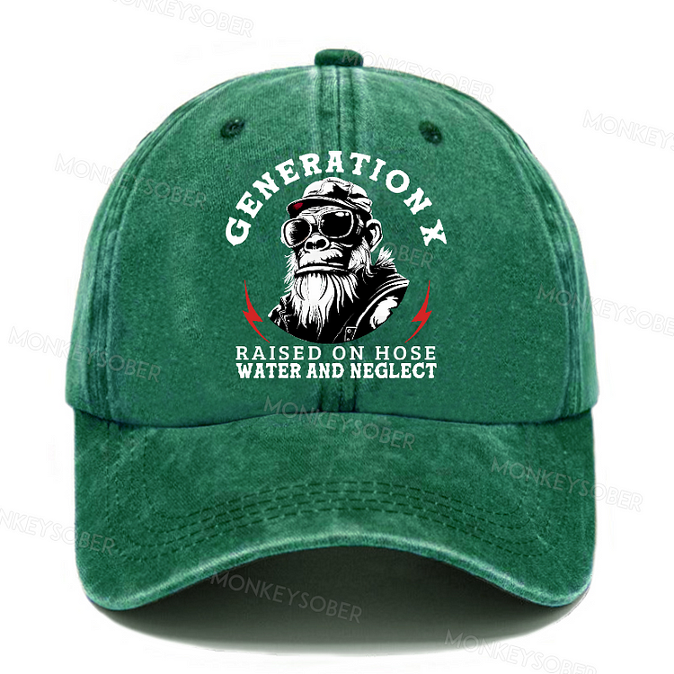 Generation X  Raised On Hose Water And Neglect  Washed Baseball Caps