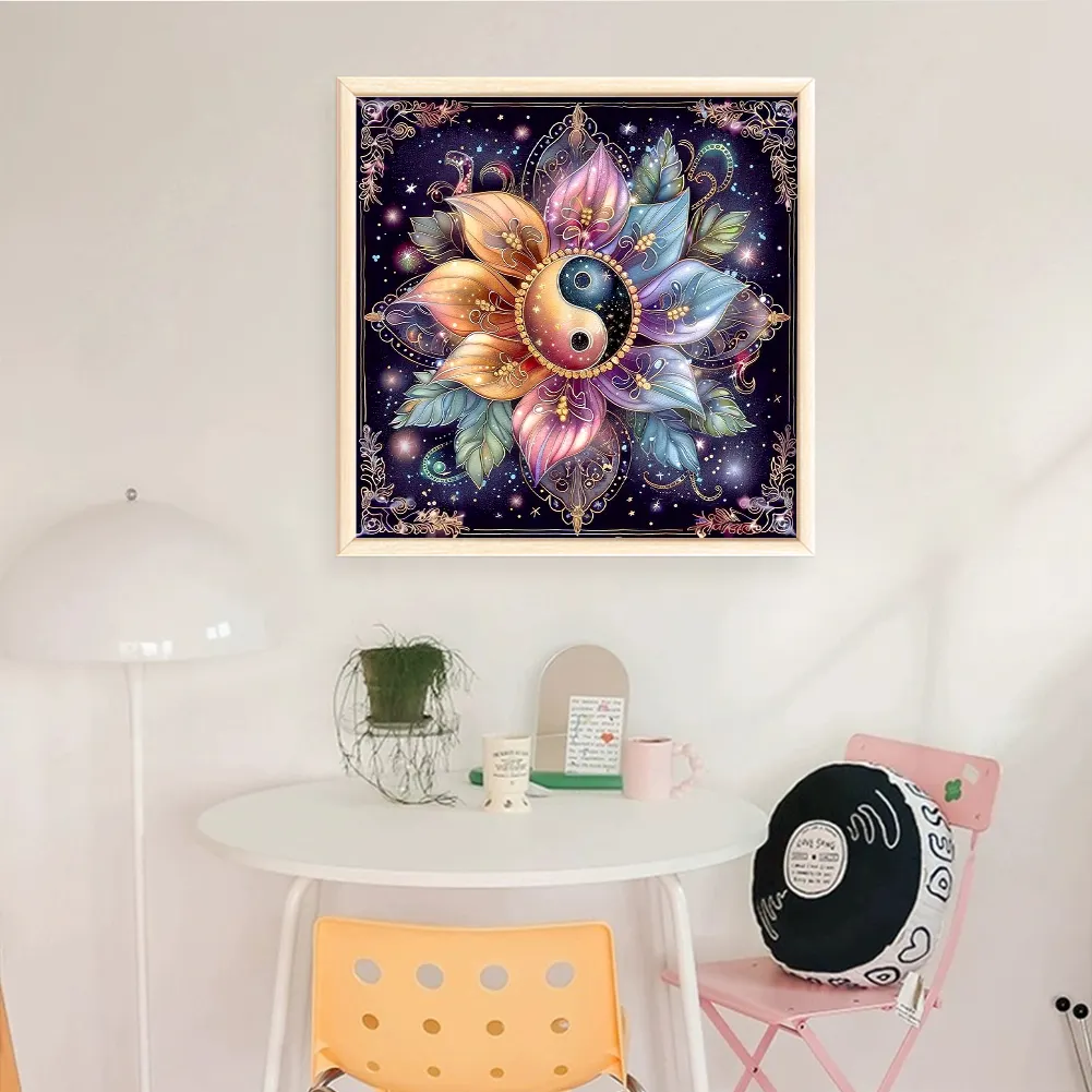 11CT Full Counted Cross Stitch - Tai Chi Flower(Canvas|50*50CM)