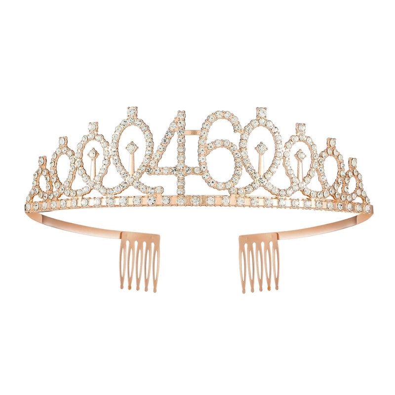 Women’s IG Style Shiny Number Crown Alloy Hollow Out Inlay Rhinestones Crown
