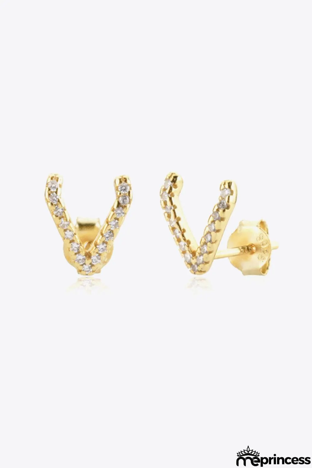 Zircon Letter V Stud Earrings