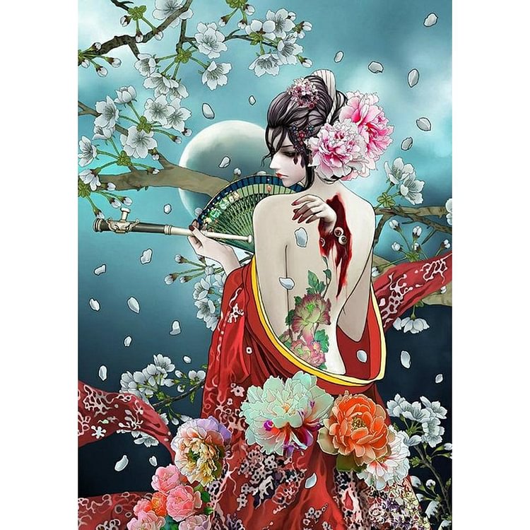 (Multi-Taille) Geisha - Complète Rond / Carré Peinture au Diamant  30*40cm/40*50cm