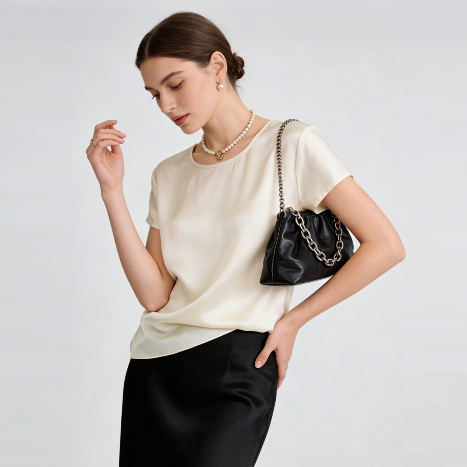 Silk Blouse Washable T-Shirt Top REAL SILK LIFE