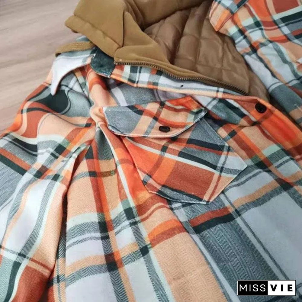 Mens Winter Plaid Thick Casual Jacket