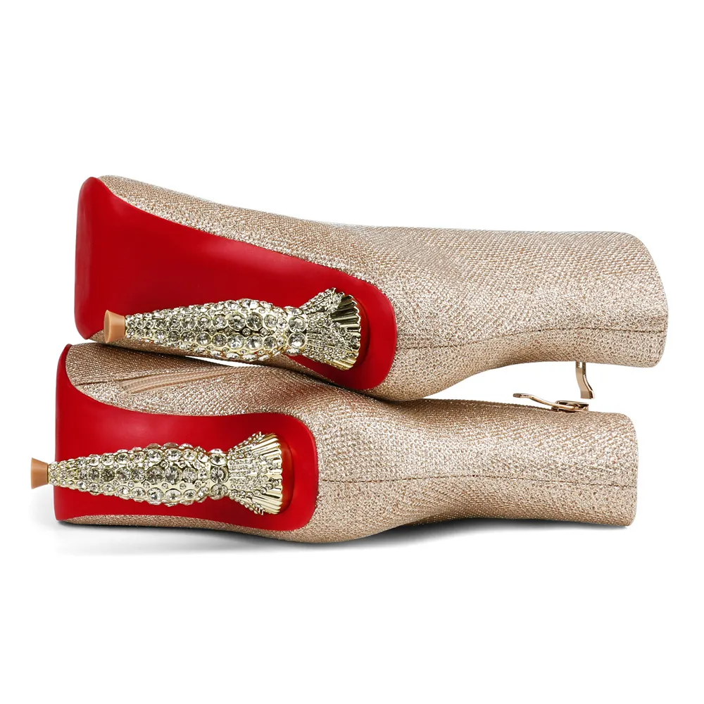 100mm Women's Pointed Toe Glitter Ankle Boots Lipstick Tube Heels-vocosishoes