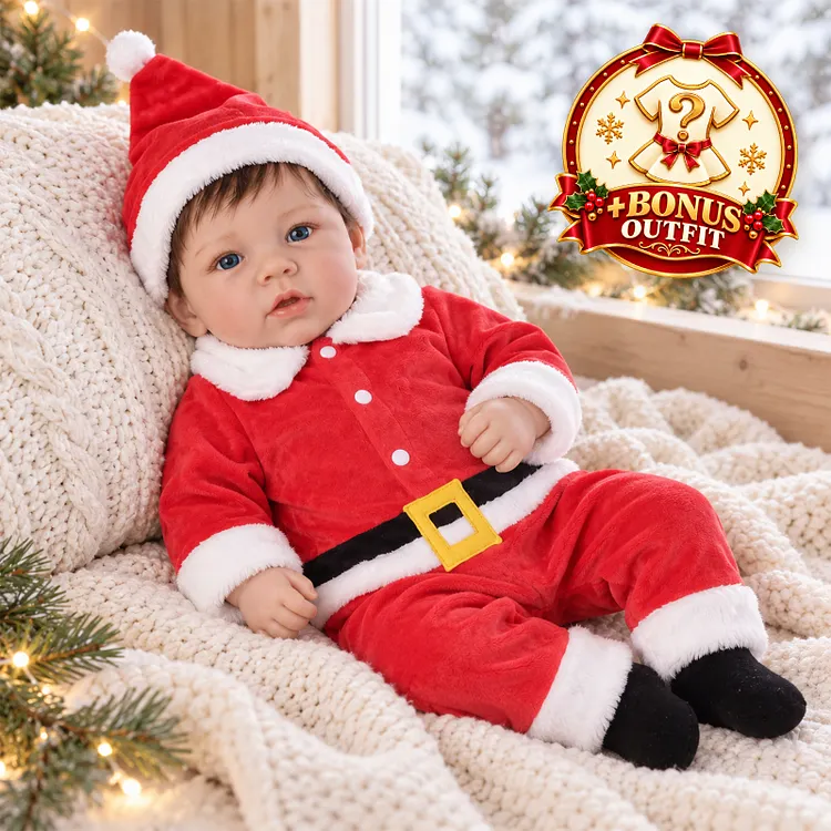 Babeside Lendor 20" Christmas Reborn Baby Boy Doll &ndash; Realistic Vinyl Doll in Santa Outfit with Bonus Outfit, Perfect Holiday Gift