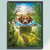 (Big Size) Swimming Dog - 11CT Stamped Cross Stitch 50*65cm/19.69*25.59in