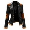 Women's Vintage Lapel Leather Jacket Coat Top by Inlyline