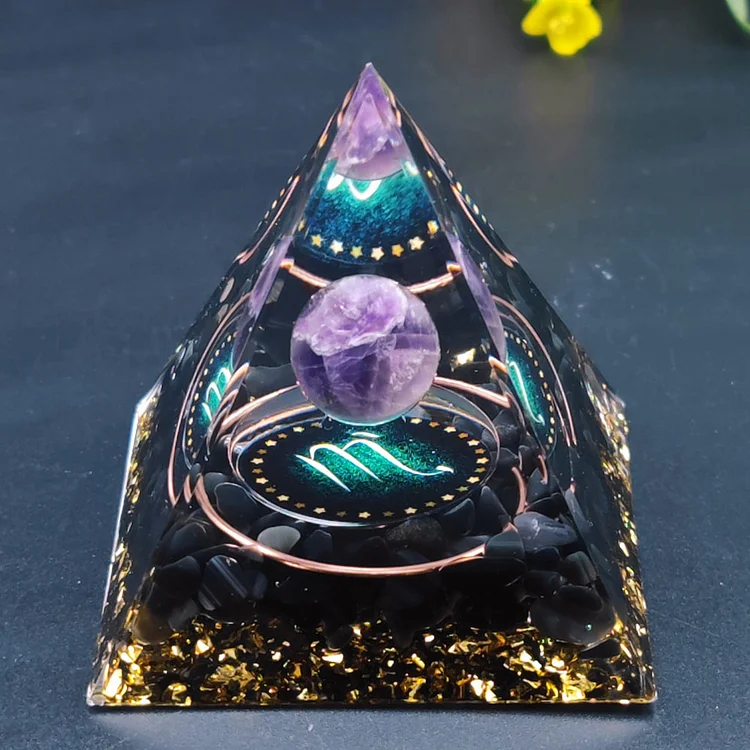 Natural Orgonite Pyramid Crystal Reiki Chakra Energy Generator (Scorpio)