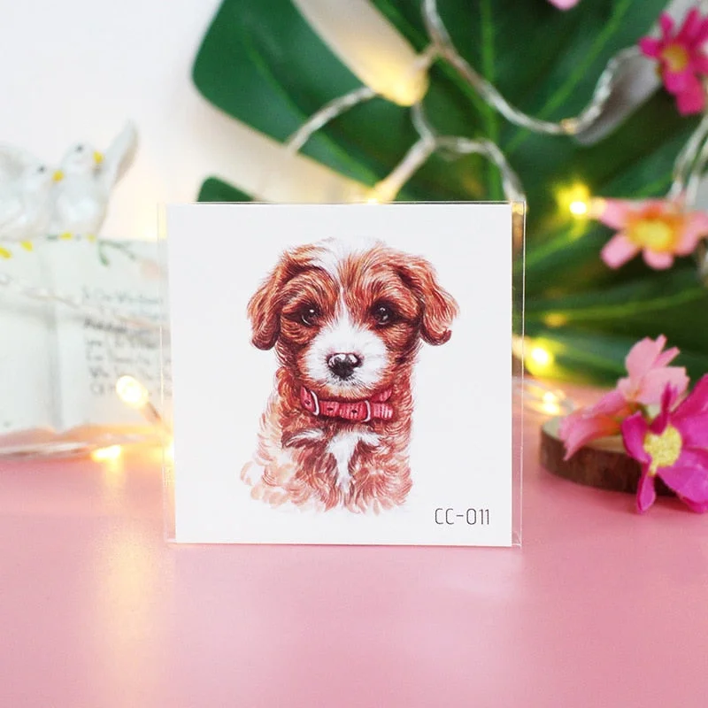 Cartoon Cat and Dog Face Stickers Tattoo Stickers Waterproof Girl/Child Cute Makeup Stickers Small Tattoo Pet Temporary Tattoos