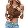 💥Chicme Round Neck Built-in Bra Ribbed Tank Top Fit Casual Comfortable