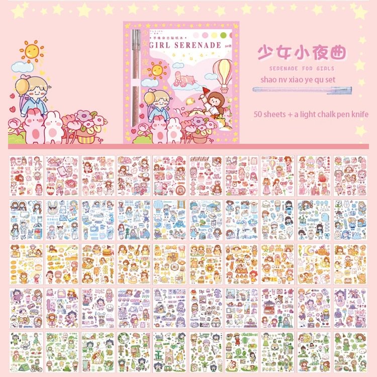 JOURNALSAY 50 Pcs Cute Hand Account Journal Sticker Book