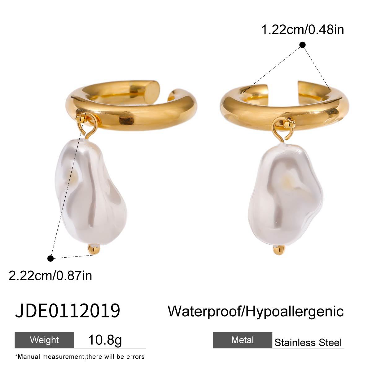 Jie Ding Stainless Steel Earrings Pearl Earrings Female Design Niche Titanium Steel