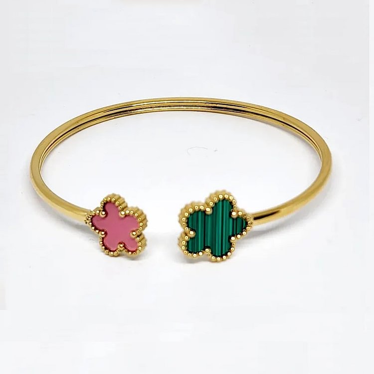  stainless steel 5 leaf cuff bracelet