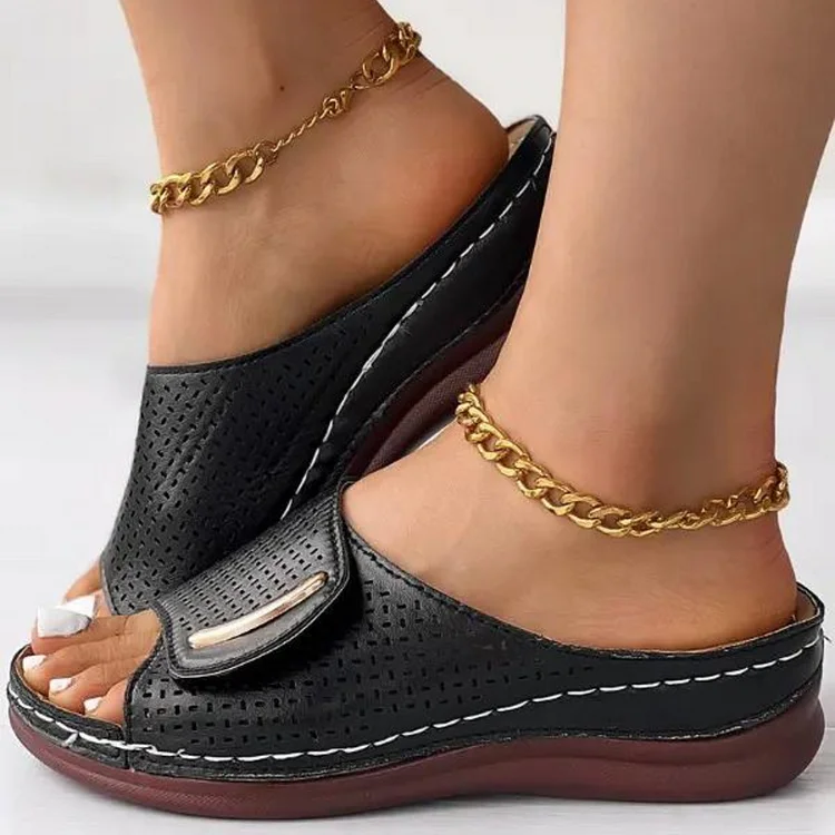 Peep Toe Hollow Out Orthopedic Slippers 