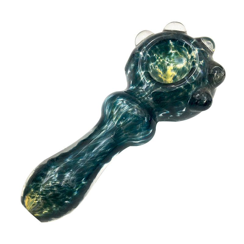 Cat Claw Style Spoon Hand pipe  Glass Ring and Fumed Jade Frit Pipe
