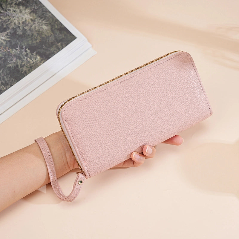 Women’s Solid Color Pu Leather Zipper Wallets