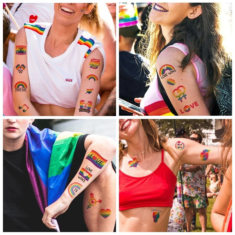 Pride Day Love Colorful Disposable Tattoo Sticker Rainbow Tattoo Sticker