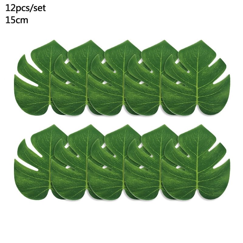 Summer Tropical Artificial Palm Leaves for Wedding Hawaiian Luau Jungle Birthday Party Home Decoration Fake Plant Turtle Leaf