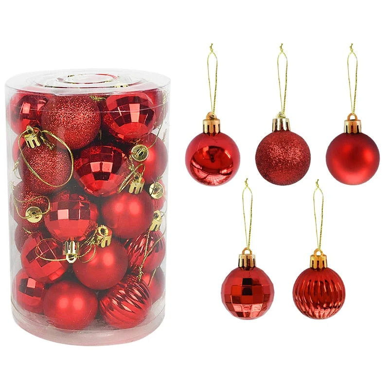 34pcs 4cm Christmas Tree Decorations Balls Bauble Xmas Party Hanging Ball Ornaments Christmas Decorations for Home New Year Gift