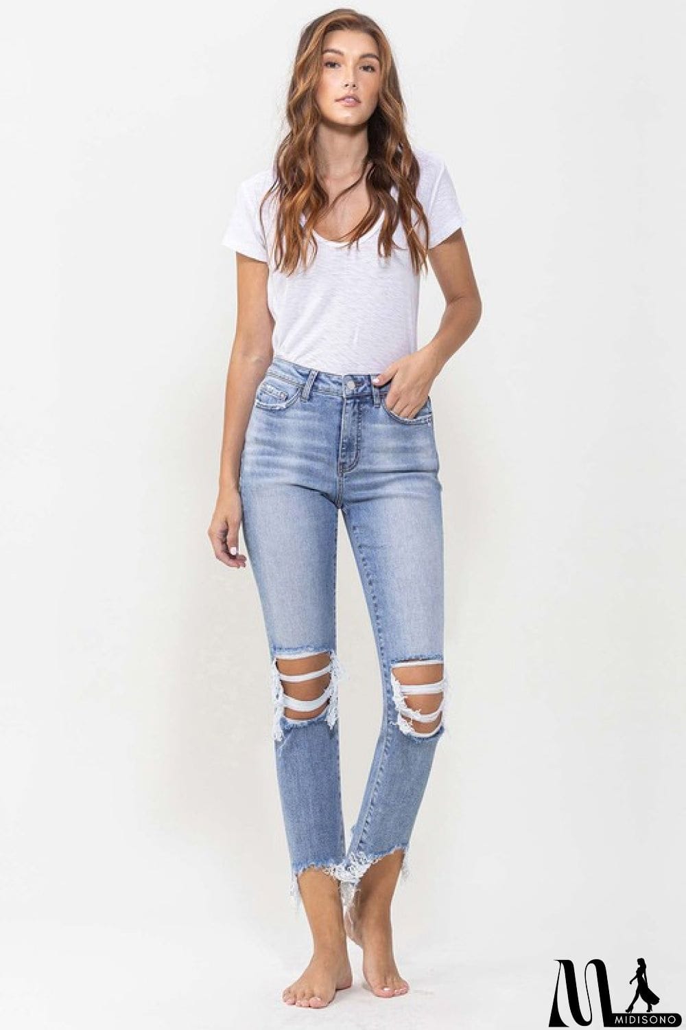 MidiSono - Lovervet Full Size Courtney Super High Rise Kick Flare Jeans