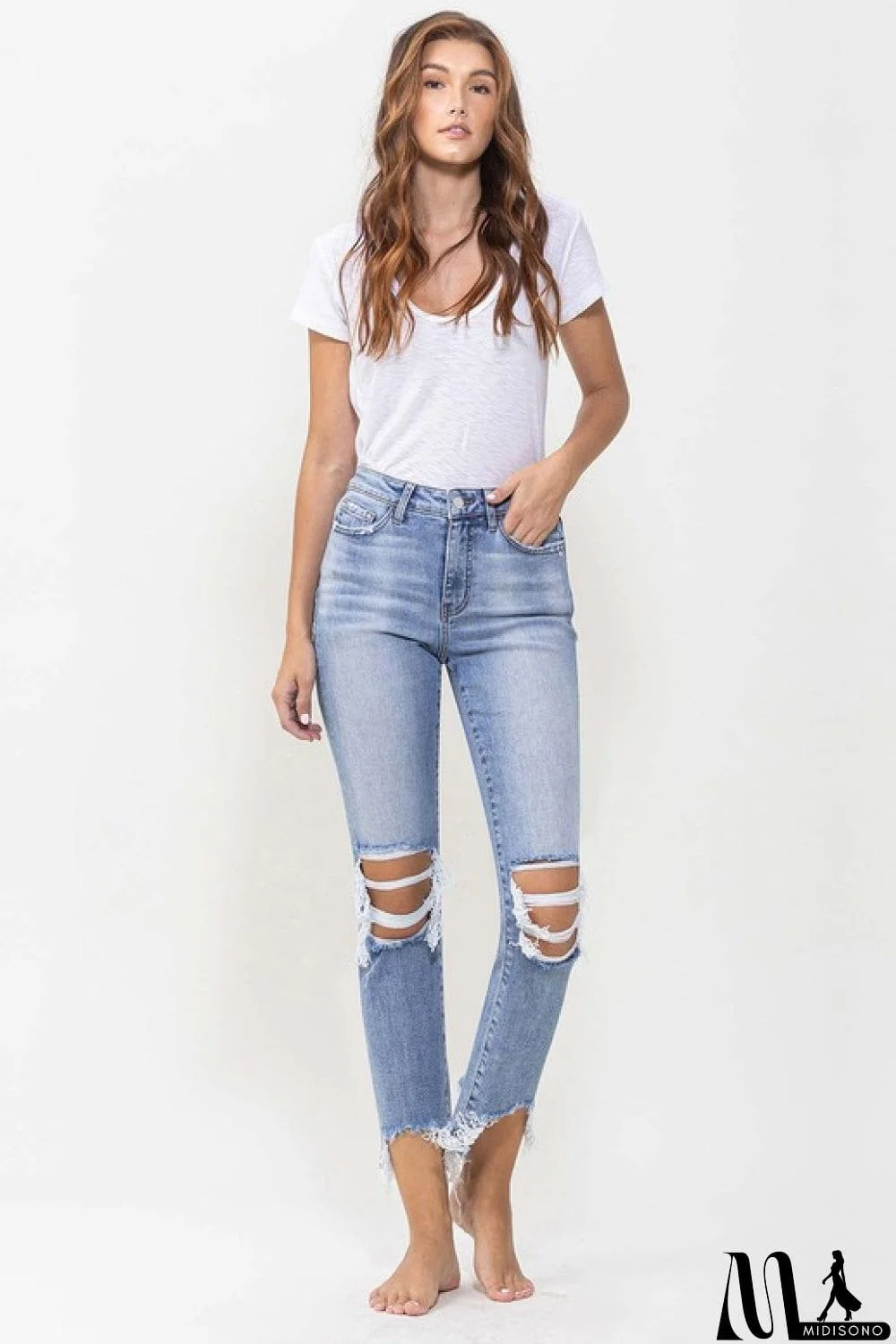 MidiSono - Lovervet Full Size Courtney Super High Rise Kick Flare Jeans
