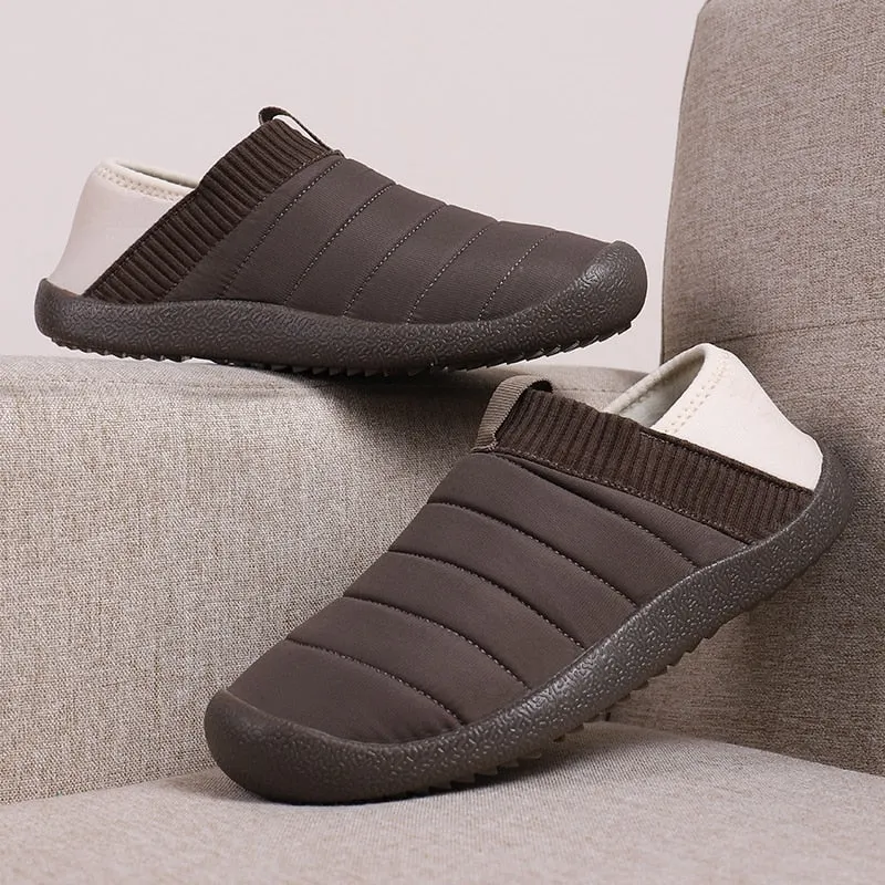 Winter Slippers Warm Men Shoes Waterproof Couples Casual Shoes Non-Slip Plush Cotton Indoor Outdoor Cozy Home Slides Big Size 48