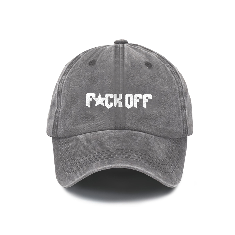 Unisex Distressed Washed Cotton F Ck Off Graphic Baseball Cap - SOPULA