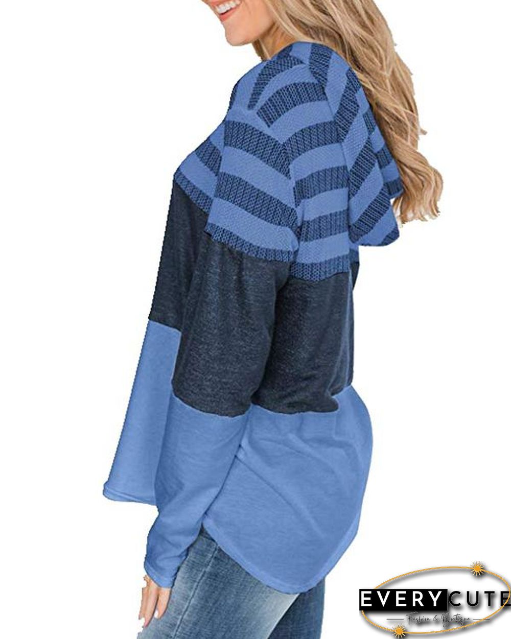 Color Block Splicing Drawstring Hoodies