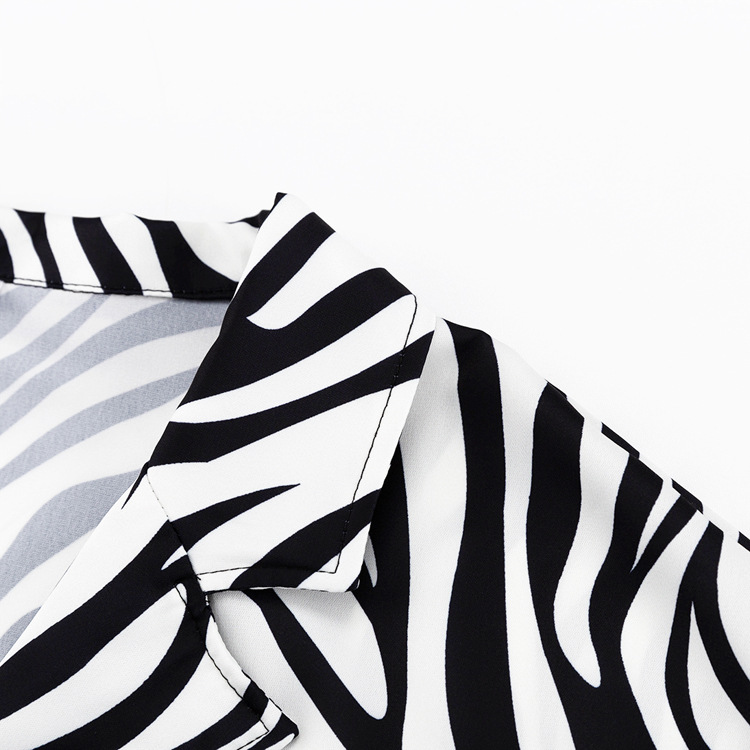 Ootddress Women Two Piece Sets Outfits Zebra Printed Loose Shirt Tops And High Waist Shorts Set 2025 Casual Streetwear Summer New