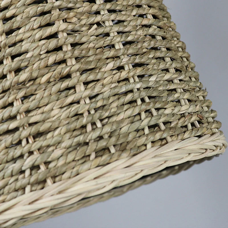 Rattan Bell Pendant Light Rustic Hanging Lampshade For Bedroom